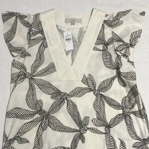 NWT LOFT Flutter Sleeve Ribbon V-neck Top
